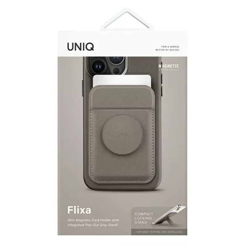 UNIQ Flixa Carteira Magnética para Cartões com Suporte Flint Grey MagSafe