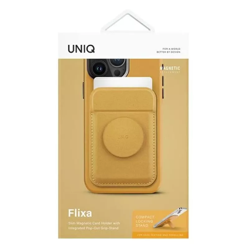 UNIQ Flixa Carteira magnética para cartões com suporte Canary Yellow MagSafe