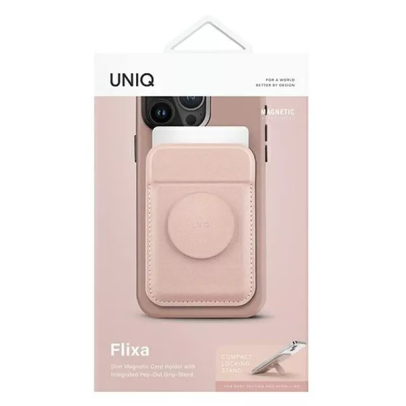 UNIQ Flixa Carteira magnética para cartões com suporte Blush Pink MagSafe