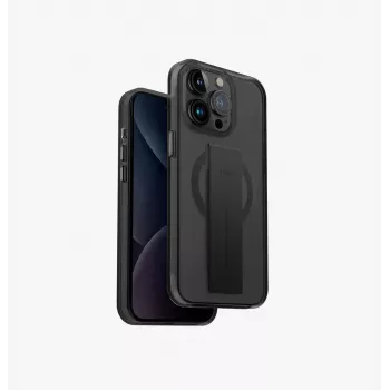 UNIQ Heldro Mag Capa com carregamento MagClick para iPhone 15 Pro 6,1 polegadas Preto/Vapour Smoke