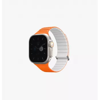 UNIQ Revix Evo Bracelete de silicone magnética reversível para Apple Watch Series 1/2/3/4/5/6/7/8/9/SE/SE2/SE3/Ultra/Ultra2/Ultra3 42/44/45/49mm Viridian Green / Burnt Yellow
