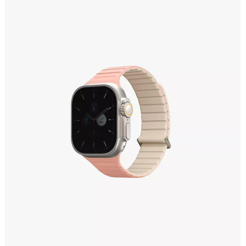 UNIQ Revix Evo Bracelete de silicone magnética reversível para Apple Watch Series 1/2/3/4/5/6/7/8/9/SE/SE2/SE3/Ultra/Ultra2/Ultra3 42/44/45/49mm Viridian Green / Burnt Yellow