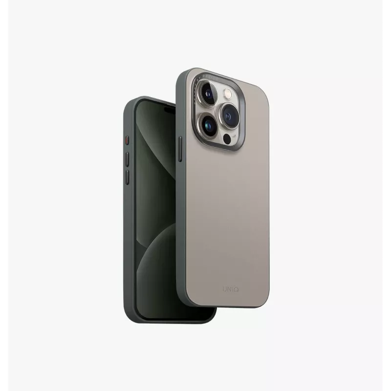 UNIQ Lyden DS Capa com carregamento MagClick para iPhone 15 Pro Max 6,7 polegadas, Cinzento-antracite-Preto