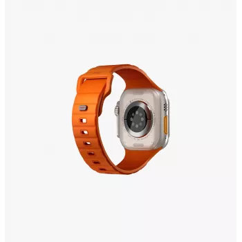 Braçadeira UNIQ Stride para Apple Watch Series 1/2/3/4/5/6/7/8/9/SE/SE2/SE3/Ultra/Ultra 2/Ultra 3 42/44/45/49mm FKM Borracha Volt Orange