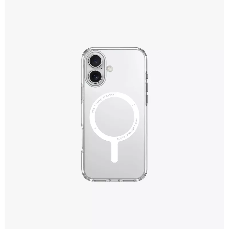 Capa UNIQ Clario para Apple iPhone 16 6,1 polegadas MagClick Charging Lucent Clear