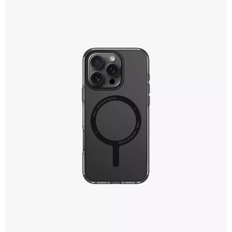 UNIQ Clario Capa para iPhone 16 Pro 6,3 polegadas Magclick Charging Smoke