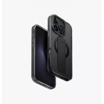 UNIQ Heldro Max iPhone 16 Pro 6,3 polegadas com carregamento MagClick Case Black/Vapour Smoke