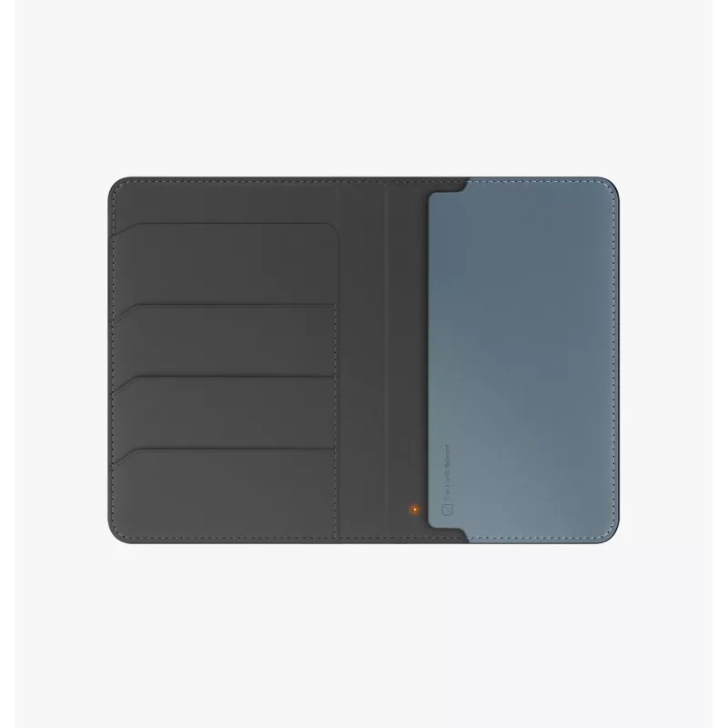 UNIQ Belmont Porta-passaporte com Apple Find My e bloqueio RFID, Cinzento-azul