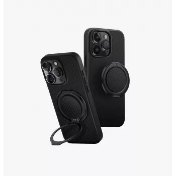 UNIQ Keva Air Case para iPhone 16 Pro 6,3 polegadas com carregamento MagClick Carbon Black