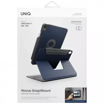 UNIQ Rovus Snapmount capa magnética destacável com rotação 360 para iPad Air 11 M2 2024 / M3 2025 / M4 2026 / iPad Air 10.9 (2022/2020), azul-marinho