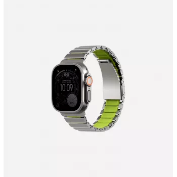 Pulseira UNIQ Strova Flex para Apple Watch 44/45/46/49mm Series 1/2/3/4/5/6/7/8/9/10/11/SE/SE2/SE3/Ultra/Ultra 2/Ultra 3 prateado-lima