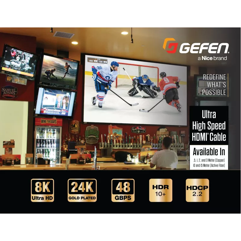 Gefen GEF-CAB-HS-HDMI-2M Cabo HDMI 2.1 2 m preto 48 Gbit/s 3D
