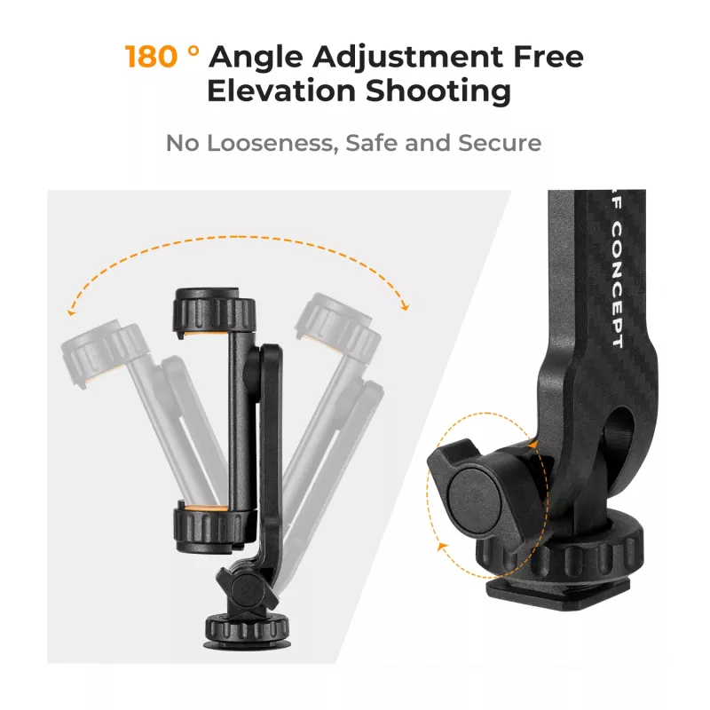 Suporte de tripé K&F Concept para smartphone com parafuso de 1/4 de polegada, rotação de 360°, preto
