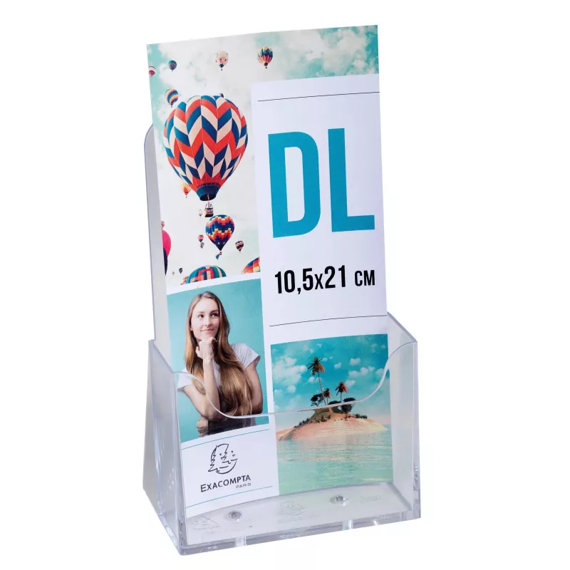 Suporte de documentos Exacompta 73058D - poliestireno - transparente - DL - 65 x 115 x 182 mm