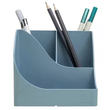 Porta-canetas Exacompta Pen Wave AutentiK com 5 compartimentos, azul-cinzento