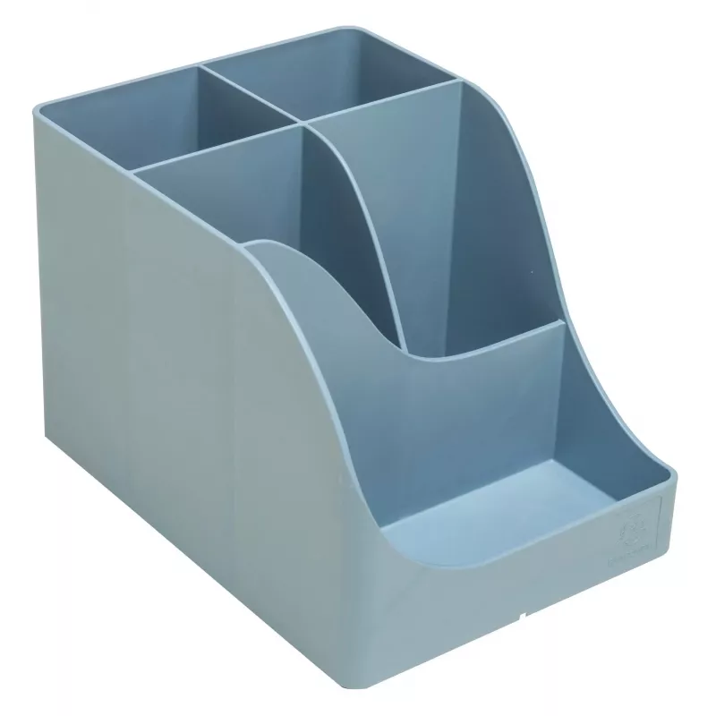 Porta-canetas Exacompta Pen Wave AutentiK com 5 compartimentos, azul-cinzento