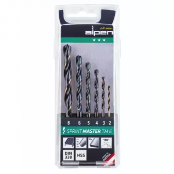 ALPEN-MAYKESTAG Sprint Master TM 6 conjunto de brocas helicoidais HSS-G 2-3-4-5-6-8 mm em caixa de plástico