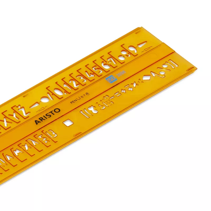 Estêncil de letras retas ARISTO 7 mm, ISO 3098-1 / DIN 6776, tipo B, perfil H (AR5301/7)