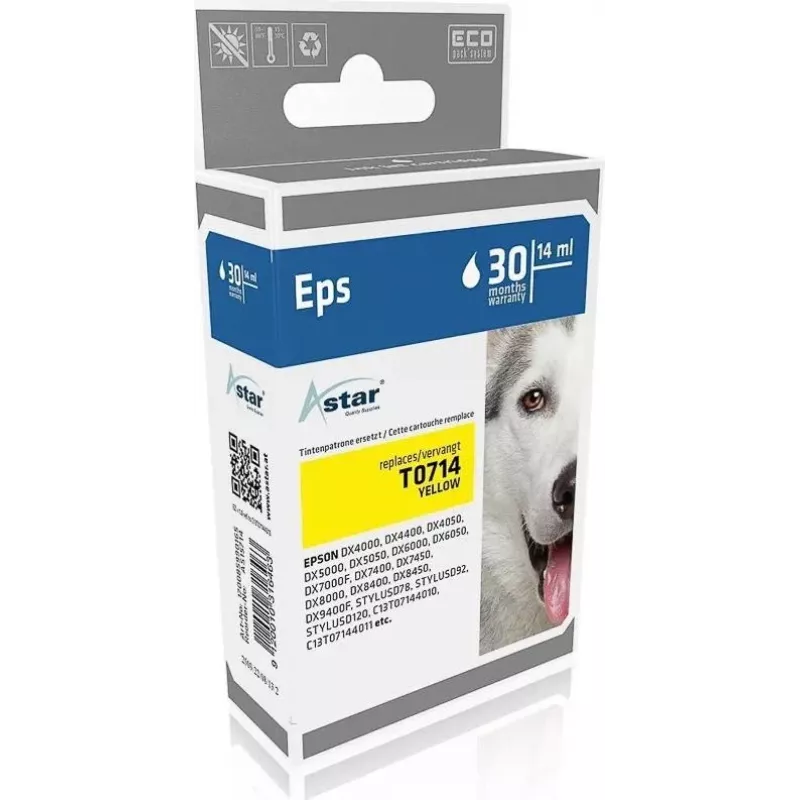 ASTAR Tinteiro amarelo compatível (alternativa a Epson T0714)