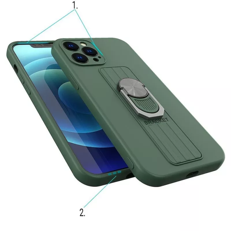 HURTEL Ring Case Capa de silicone com suporte para dedo e base para Xiaomi Poco X4 Pro 5G Azul