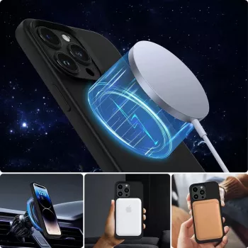 Tech-Protect Silicone Capa MagSafe iPhone 15 Pro Max preto mate