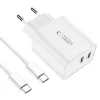 Tech-Protect C35W Carregador USB-C de 2 portas branco