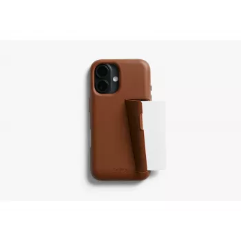 Bellroy Leather Card Case para iPhone 16 Plus, castanho