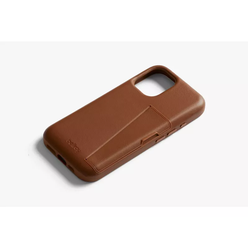 Bellroy Leather Card Case para iPhone 16 Plus, castanho