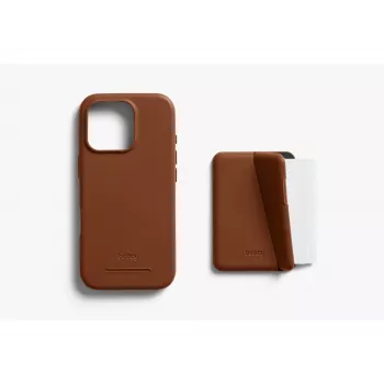 Bellroy Leather Case com carteira magnética para iPhone 16 Pro, Castanho