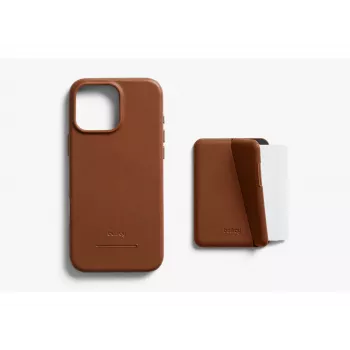Bellroy capa de pele com carteira magnética para iPhone 16 Pro Max, castanho
