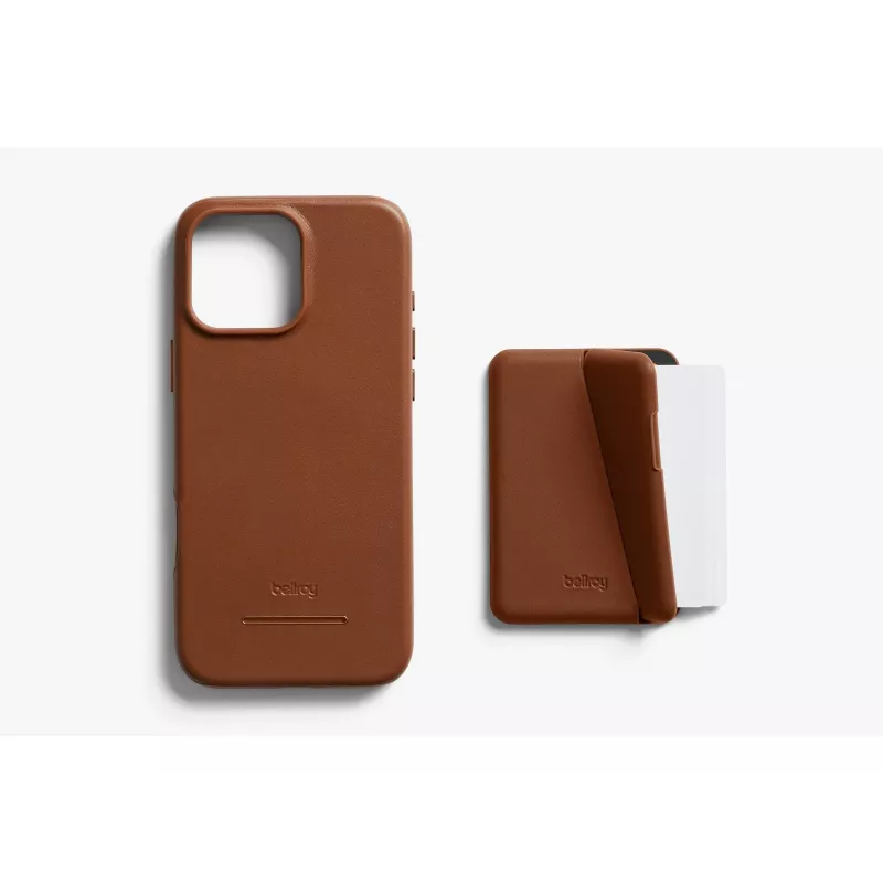 Bellroy capa de pele com carteira magnética para iPhone 16 Pro Max, castanho