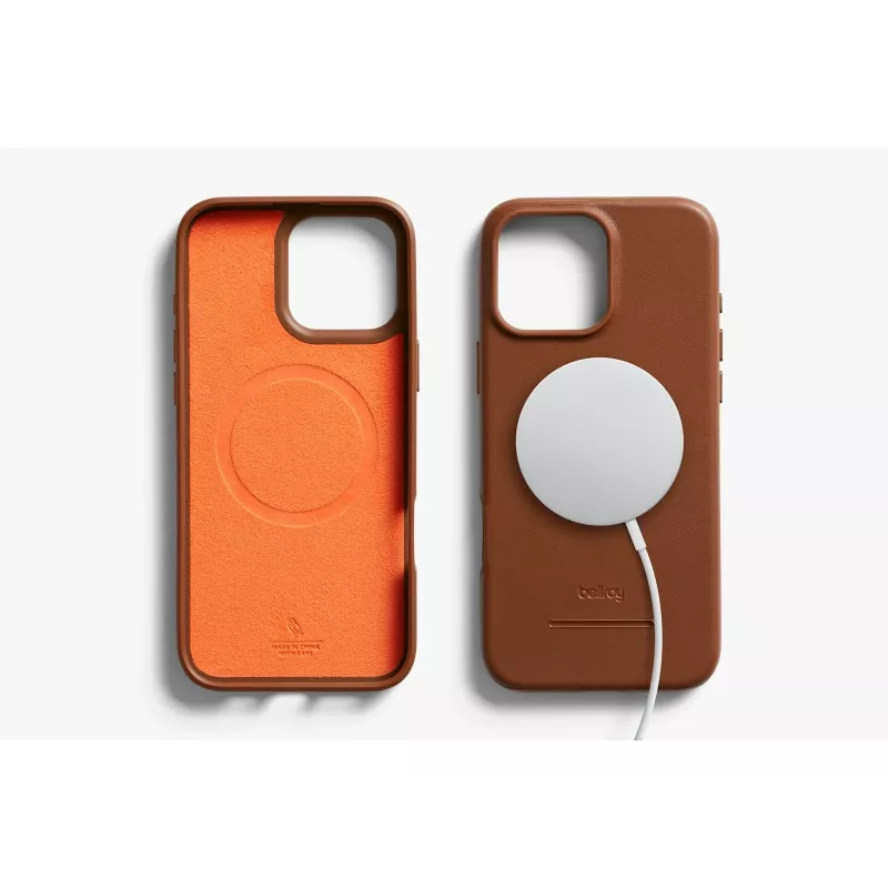 Bellroy capa de pele com carteira magnética para iPhone 16 Pro Max, castanho