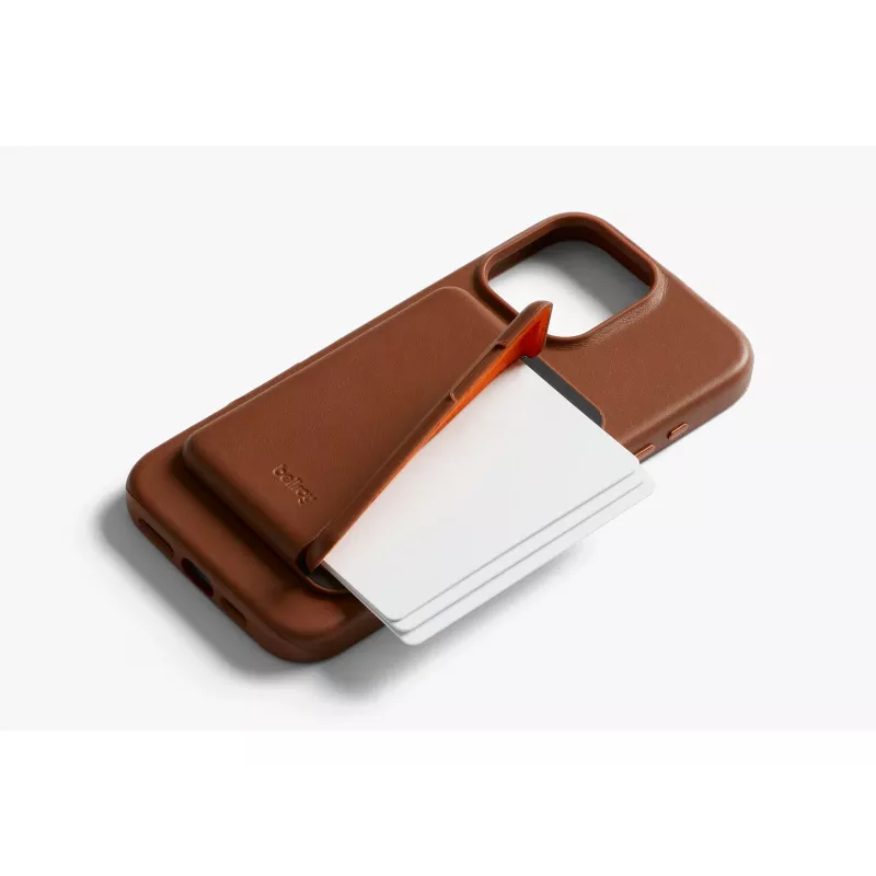 Bellroy capa de pele com carteira magnética para iPhone 16 Pro Max, castanho