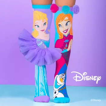 MADMIA Meias altas Disney Frozen Elsa Anna para menina - 1 par, tamanho de sapato infantil US 10-3 (EU 27-34), multicolor