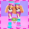 MADMIA Meias altas para criança Paw Patrol Skye com orelhas de peluche 3D - rosa/azul/branco