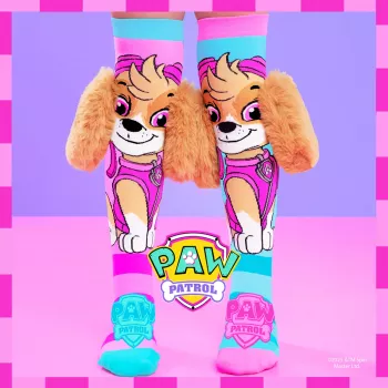 MADMIA Meias altas para criança Paw Patrol Skye com orelhas de peluche 3D - rosa/azul/branco