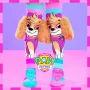 MADMIA Meias altas para criança Paw Patrol Skye com orelhas de peluche 3D - rosa/azul/branco