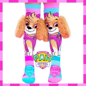 MADMIA Meias altas para criança Paw Patrol Skye com orelhas de peluche 3D - rosa/azul/branco