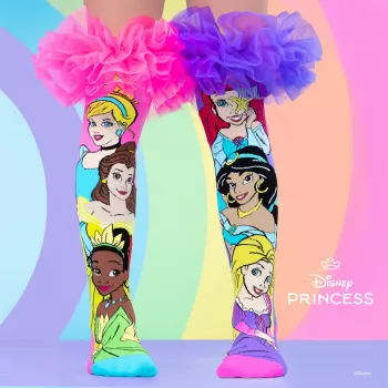 MADMIA Meias altas Disney Princess 3D para menina - 1 par - tamanho de sapato infantil US 10-3