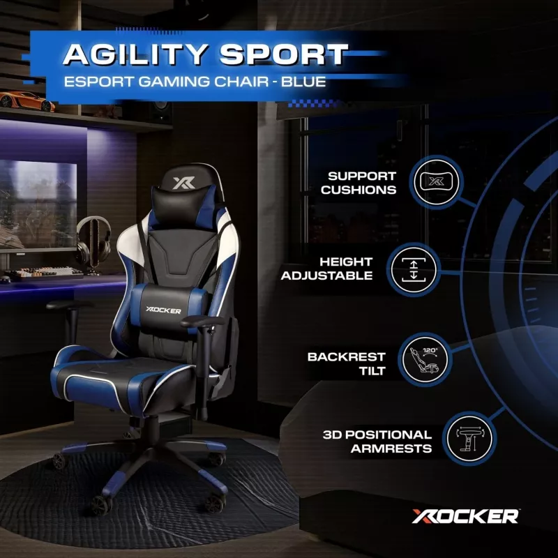 X Rocker Agility eSports Cadeira gaming Azul/Preto