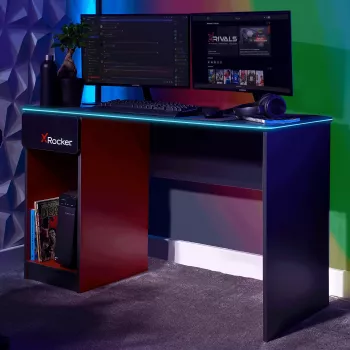 XROCKER Gaming Secretária Cinzento-Vermelho