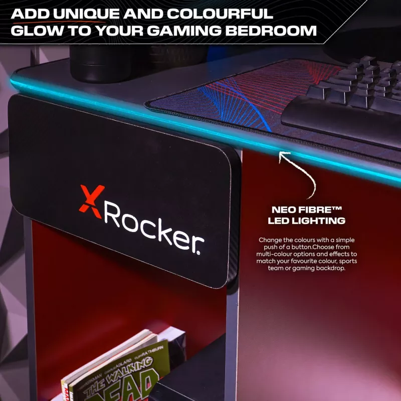 XROCKER Gaming Secretária Cinzento-Vermelho