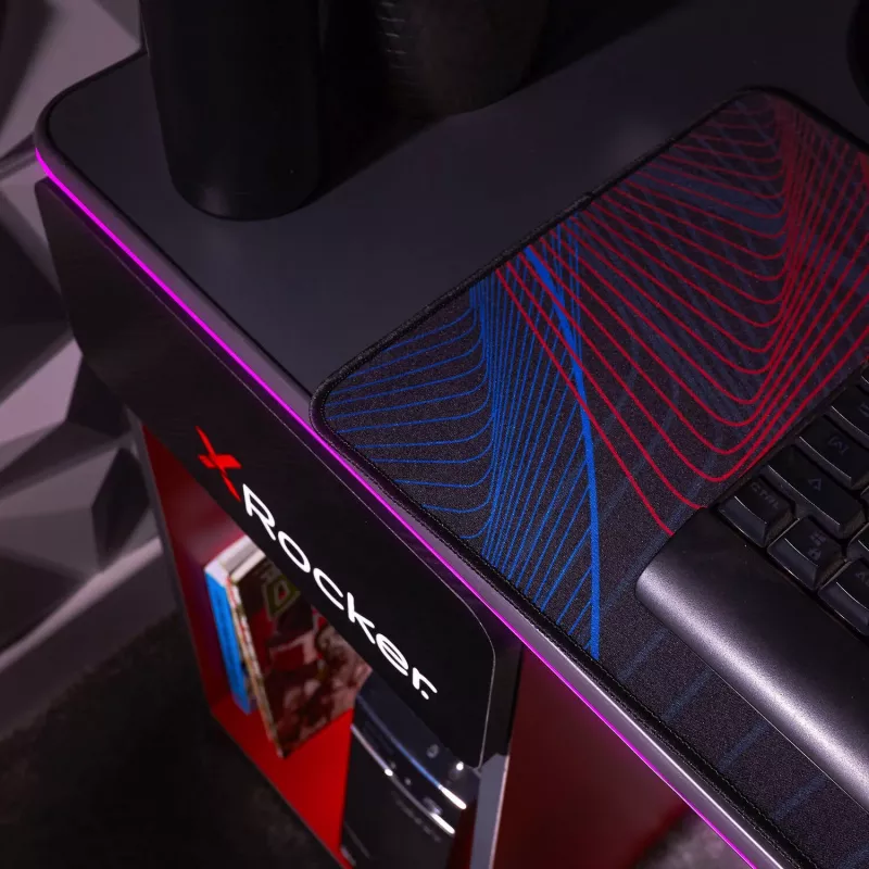 XROCKER Gaming Secretária Cinzento-Vermelho