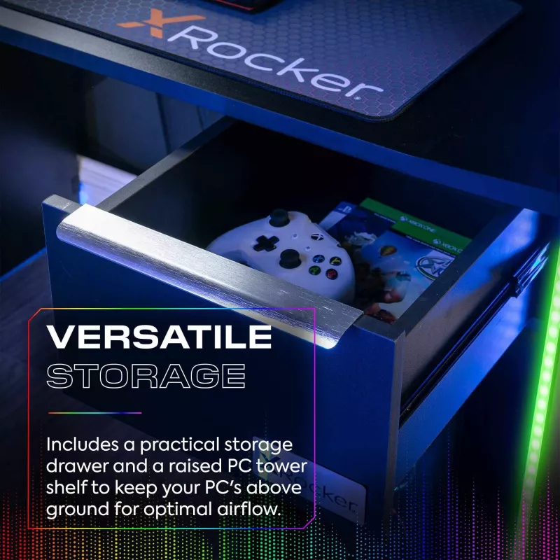 X Rocker 2023269 secretária gaming com LED, preta
