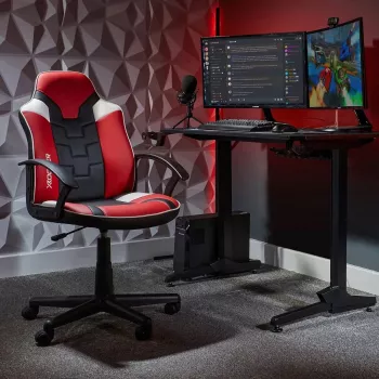 X Rocker Saturn 5120101 cadeira de escritório gaming para adolescentes, até 100 kg, preto/vermelho