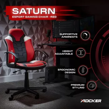 X Rocker Saturn 5120101 cadeira de escritório gaming para adolescentes, até 100 kg, preto/vermelho