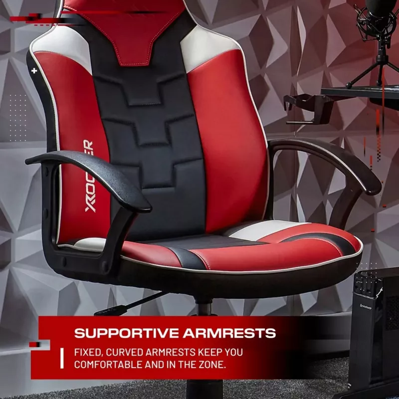 X Rocker Saturn 5120101 cadeira de escritório gaming para adolescentes, até 100 kg, preto/vermelho