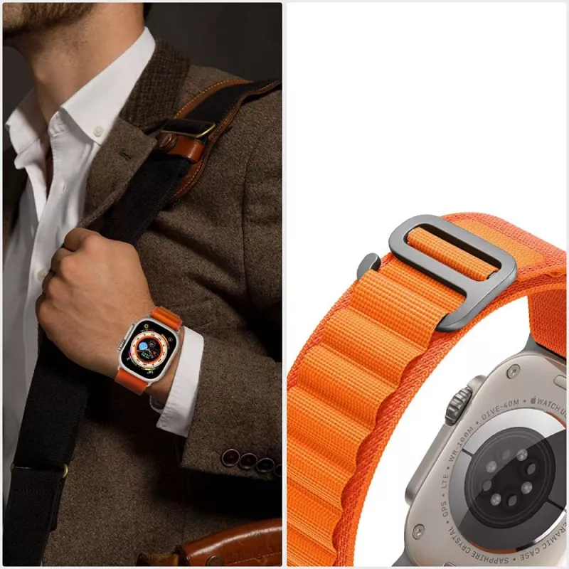 Tech-Protect Nylon Pro Sport Loop para Apple Watch 4 / 5 / 6 / 7 / 8 / SE / Ultra (42 / 44 / 45 / 49mm) Laranja