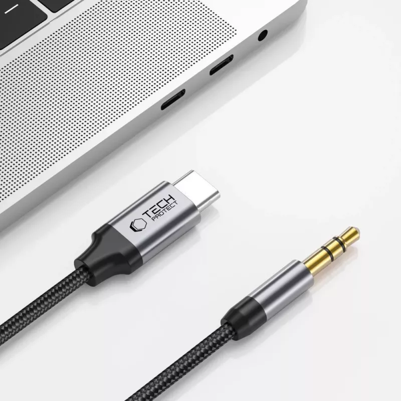TECH-PROTECT ULTRABOOST Cabo de áudio USB-C para mini-jack 3,5 mm 100 cm Preto