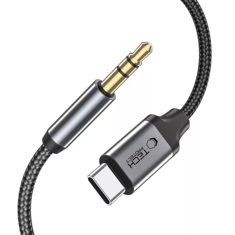 TECH-PROTECT ULTRABOOST Cabo de áudio USB-C para mini-jack 3,5 mm 100 cm Preto